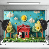 Sunny Grass Field Sky Tree Snoopy Cake Smash Backdrop
